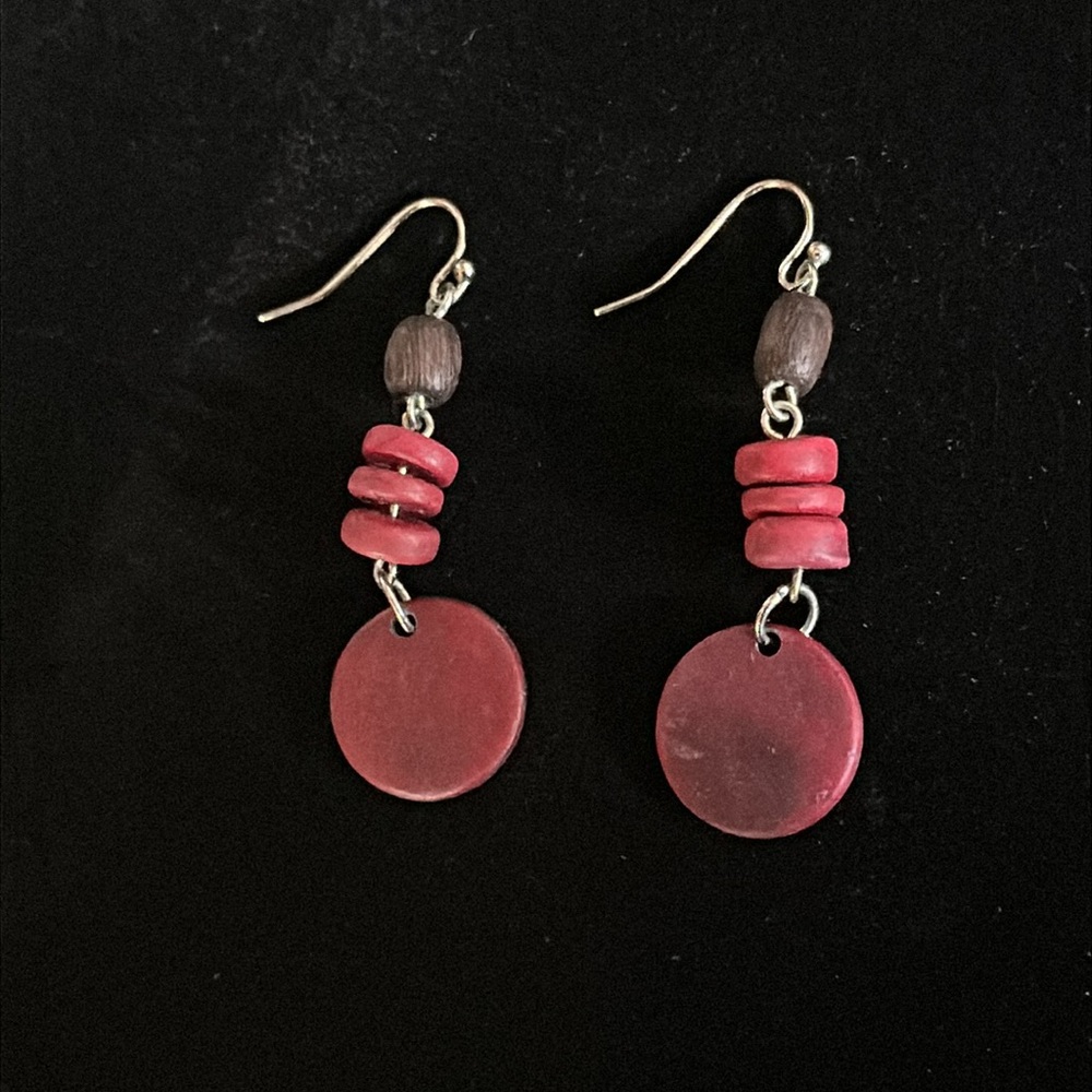 Burgundy and Brown Dangle Earrings